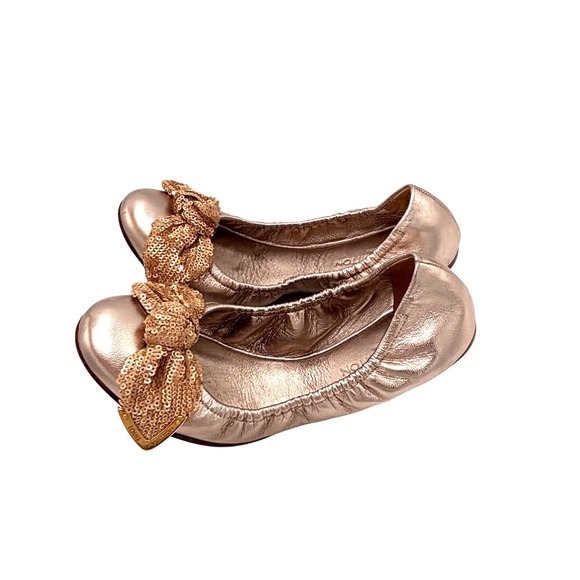 Louis Vuitton Leather Rose Gold Sequin Ballet Flats Size 36 - Picture 5 of 6